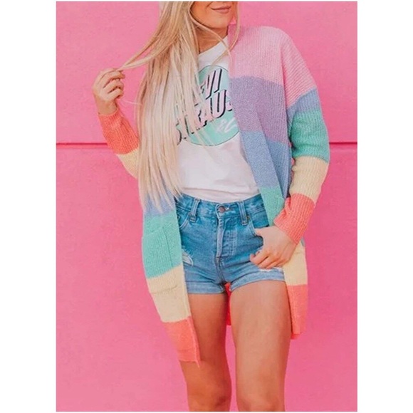 Muted/Pastel Rainbow Cardigan - Picture 2 of 6